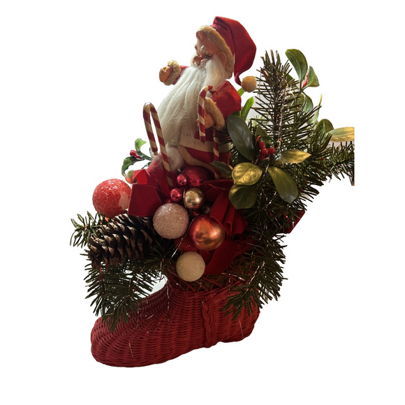 Vintage Fugly Santa in Shoe Christmas Centerpiece Mid Century - Picture 5 of 7